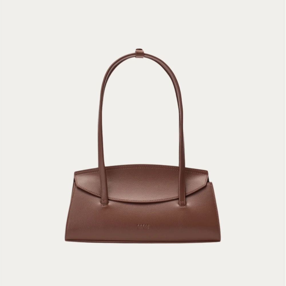 FREJA NEW YORK Vegan Faux Luxury Leather Caroline Bag Pecan Brown Chocolate